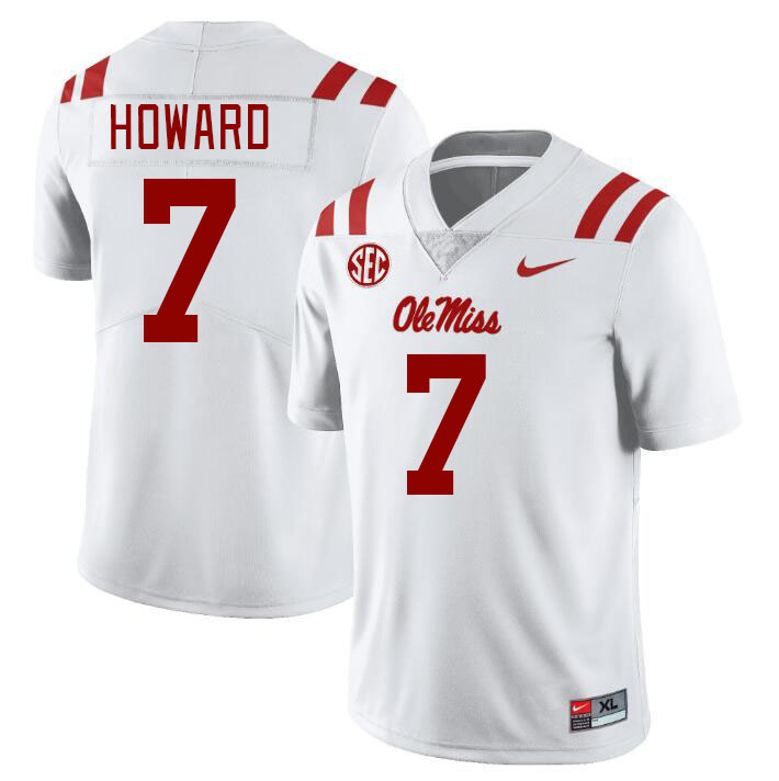 Men #7 Walker Howard Ole Miss Rebels College Football Jerseys Stitched Sale-White
